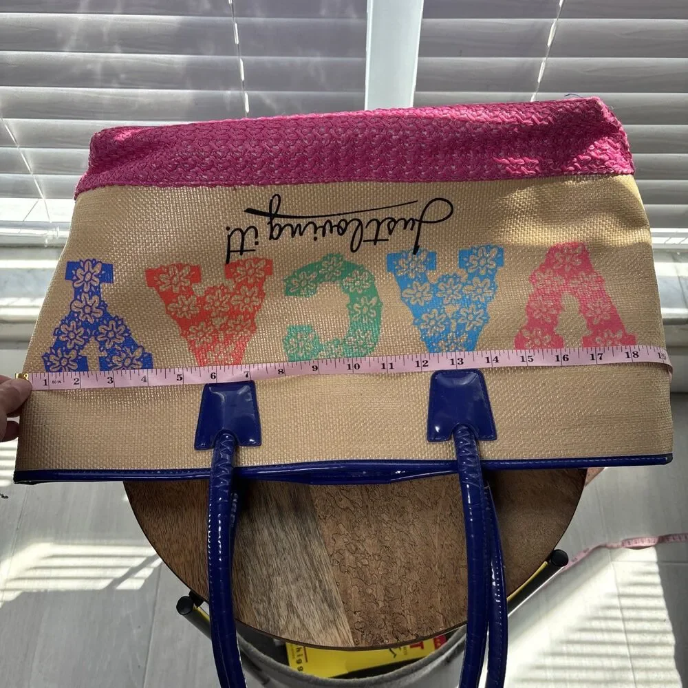 Mimosa Vacay Beach Tote Bag Colorful Summer Travel Purse Resort Style